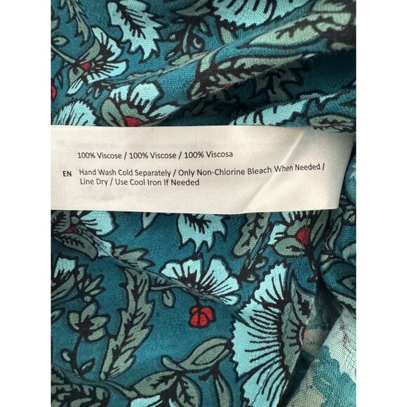 NWT Band of the Free XS Bohemian Long Sleeve Maxi Dress Teal Floral Print - Picture 5 of 13